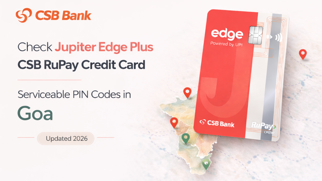 Check Jupiter Edge Plus CSB RuPay Credit Card Serviceable PIN Codes in Goa (Updated 2026)