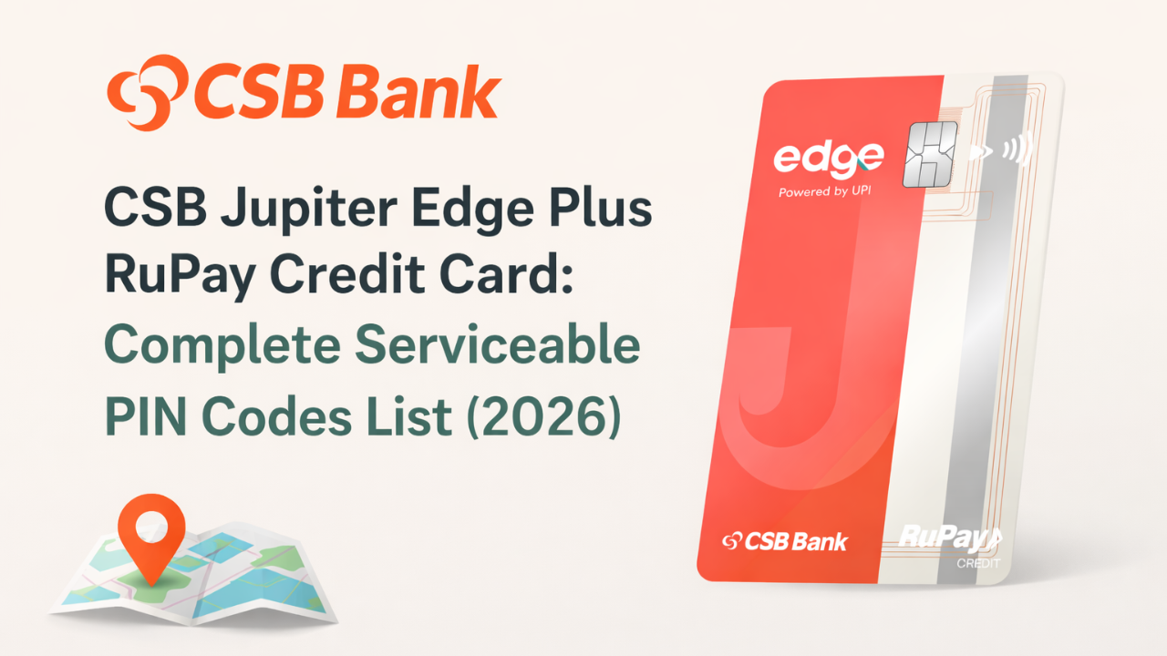 CSB Jupiter Edge Plus RuPay Credit Card: Complete Serviceable PIN Codes List (2026)