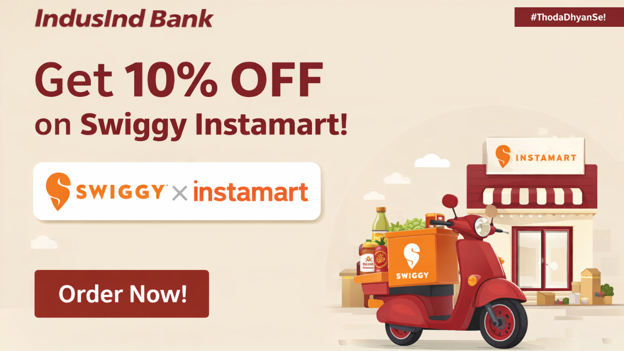 IndusInd Bank Credit Card Swiggy Instamart Offer: Get 10% Off on Groceries!