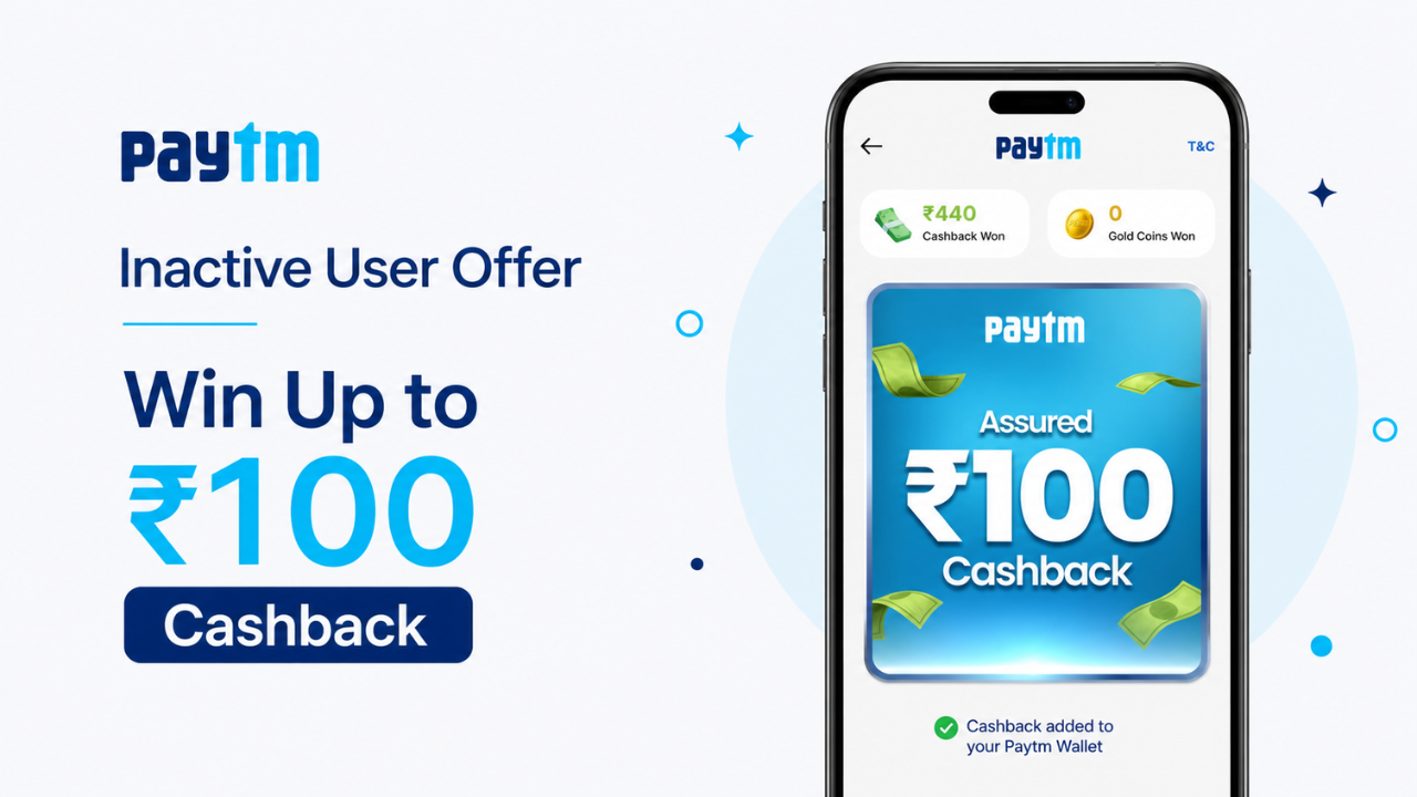 Paytm Inactive User Offer: Win Up to ₹100 Cashback